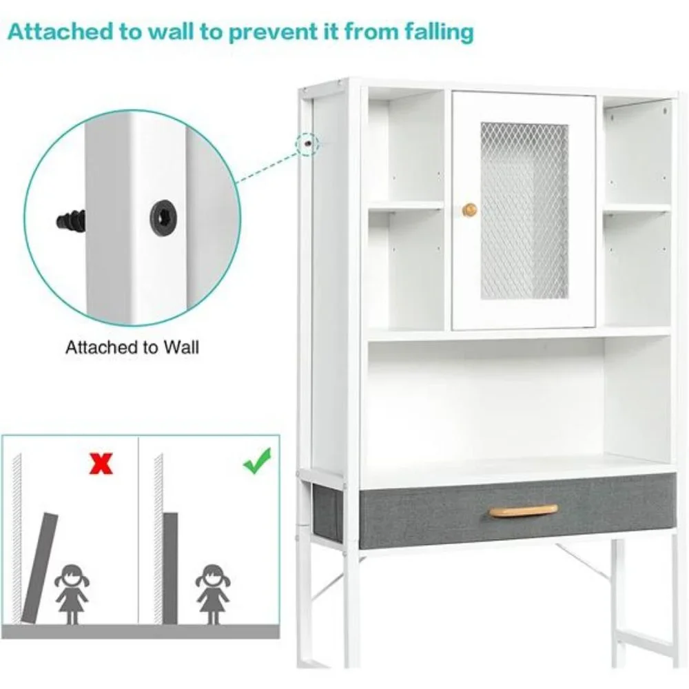 Over The Toilet Storage Cabinet with Drawer, White